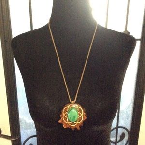 Third eye pine cone pendant and 24k and malachite.